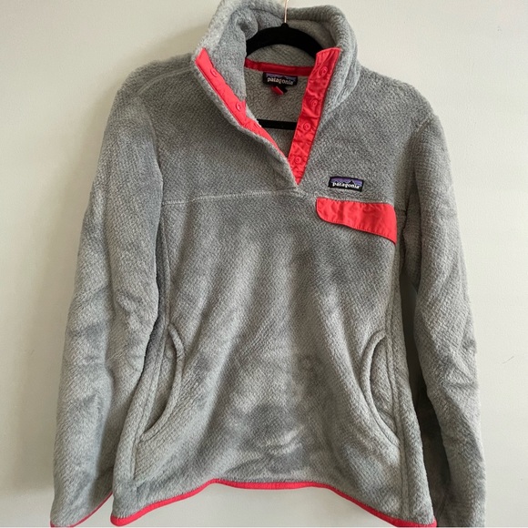 Women's Re-Tool Snap-T Pullover Top jacket fleece retired colour grey coral L - Picture 1 of 9